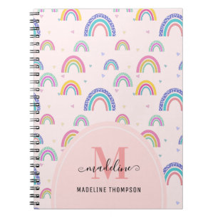 Niedlich Rainbow Heft Monogram Boho Pink Notizblock