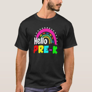 Niedlich Rainbow Hello Pre K Happy First Day T-Shirt