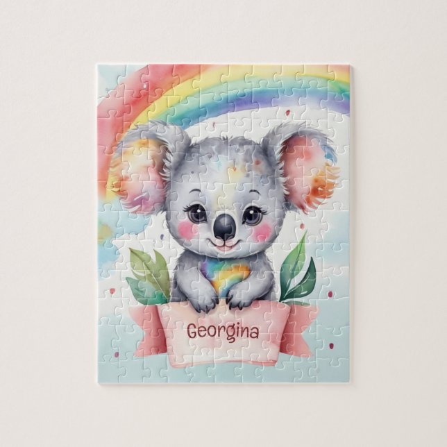 Niedlich Rainbow Koala Personalisiert Kids (Vertikal)