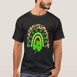 Niedlich Rainbow Leopard Print Kleeblatt Lucky St  T-Shirt