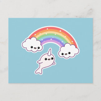 Niedlich Rainbow Narwhal Geburtstagsparty Einladun Einladung
