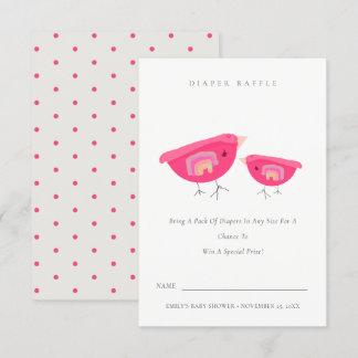 Niedlich Rainbow Pink Birdy Diaper Raffle Baby Dus Begleitkarte