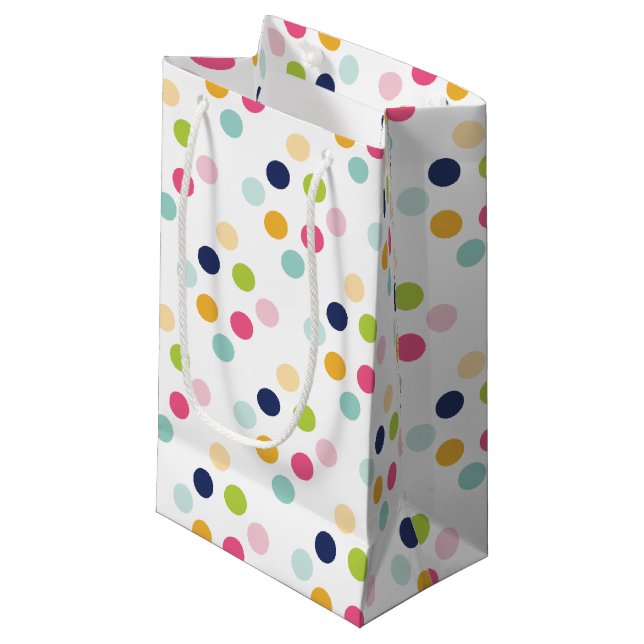 Niedlich Rainbow Polka Dots Birthday Confetti Must Kleine Geschenktüte (Vorderseite Schrägansicht)