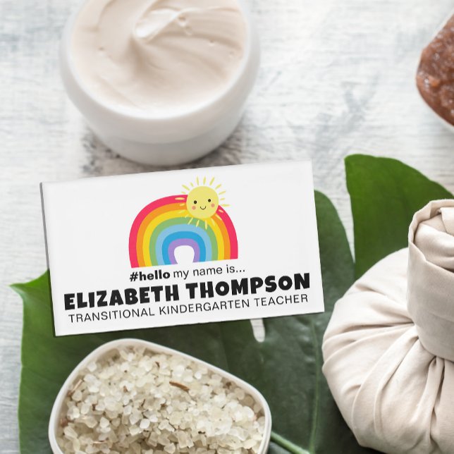 Niedlich Rainbow Retro Hallo mein Name ist Magneti Namenschild (Von Creator hochgeladen)