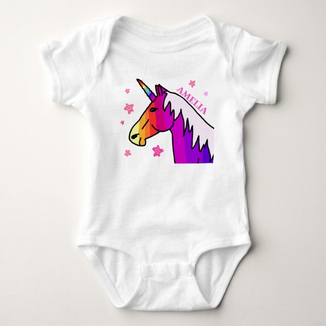 Niedlich Rainbow Unicorn Baby Bodysuit Baby Strampler (Vorderseite)