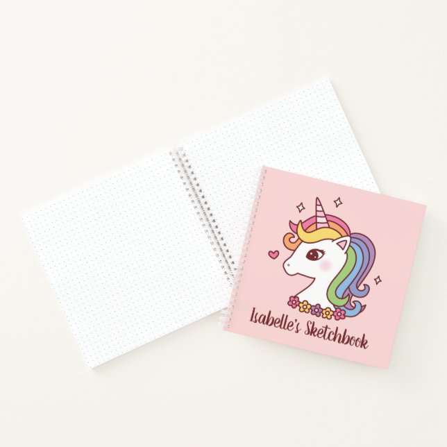 Niedlich Rainbow Unicorn Doodle Girls Sketchbook Notizbuch (Innenseite)