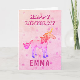 Niedlich Rainbow Unicorn Happy Birthday Name Karte