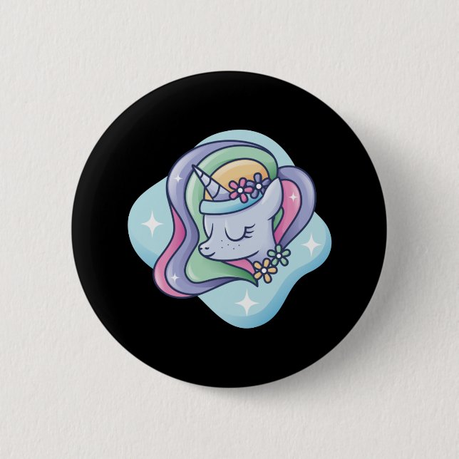 Niedlich Rainbow Unicorny Button (Vorderseite)