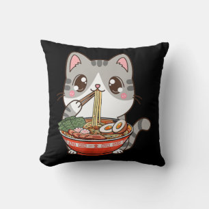 Niedlich Ramen Cat Kawaii Anime Japanisches Lebens Kissen