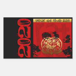 Niedlich Rat Chinesisches Jahr 2020 Zodiac Birthda Rechteckiger Aufkleber