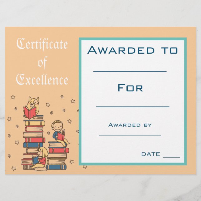 Niedlich-Reading-Award-Zertifikat Lehrer liefert (Vorderseite)