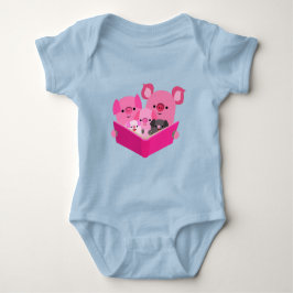 Niedlich Reading Cartoon Pig Family Baby Bodysuit Baby Strampler