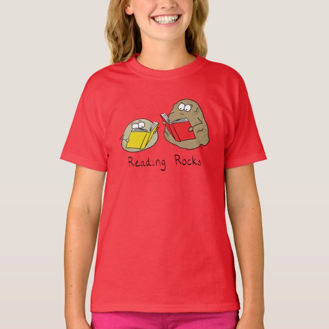 Niedlich Reading Rocks Librarian Book Lovers T-Shirt (Vorderseite)