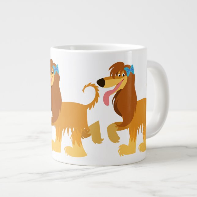 Niedlich Ready Cartoon Afghan Hound Jumbo Tasse (Vorderseite Rechts)