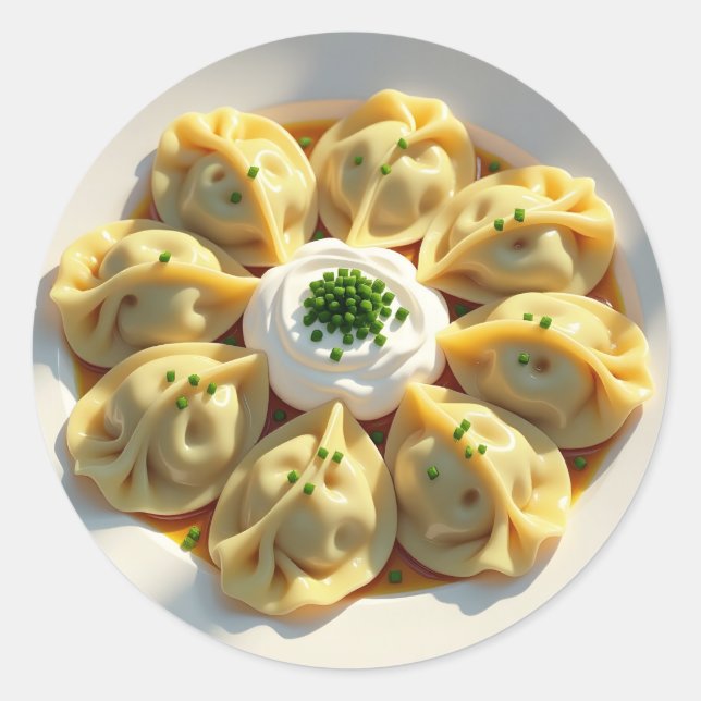 Niedlich Realistischer Pierogi Runder Aufkleber (Vorderseite)