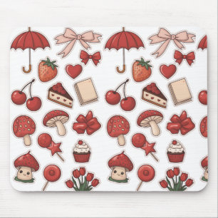 Niedlich Red Aesthetic Mushroom Strawberry Dessert Mousepad