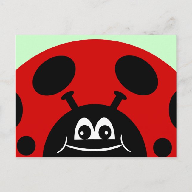 Niedlich Red and Black Ladybug Postkarte (Vorderseite)