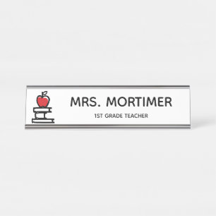 Niedlich Red Apple Books 1. Klasse Lehrer Schreibtischnamensplakette