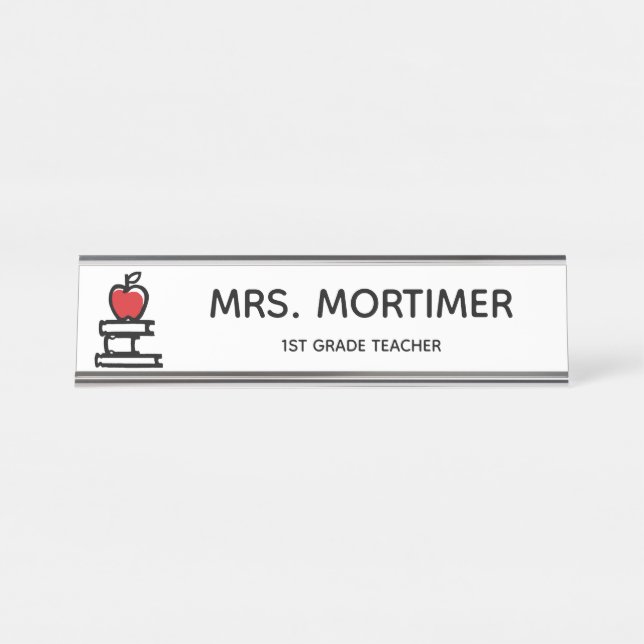 Niedlich Red Apple Books 1. Klasse Lehrer Schreibtischnamensplakette (Vorderseite )