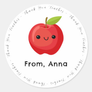 Niedlich Red Apple Vielen Dank, dass Sie Lehrer Runder Aufkleber