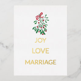 Niedlich Red Berries Mistletoe Joy Liebe Ehe Folien Feiertagspostkarte