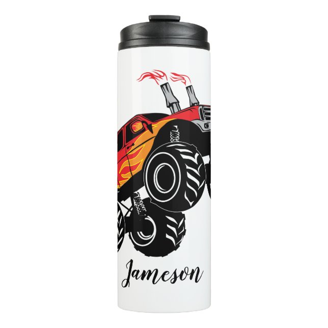 Niedlich Red Black Monster Name Personalisiert Thermosbecher (Vorderseite)
