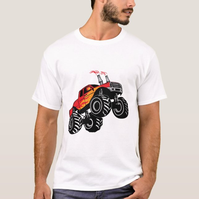 Niedlich Red Black Name Monster Truck T - Shirt (Vorderseite)