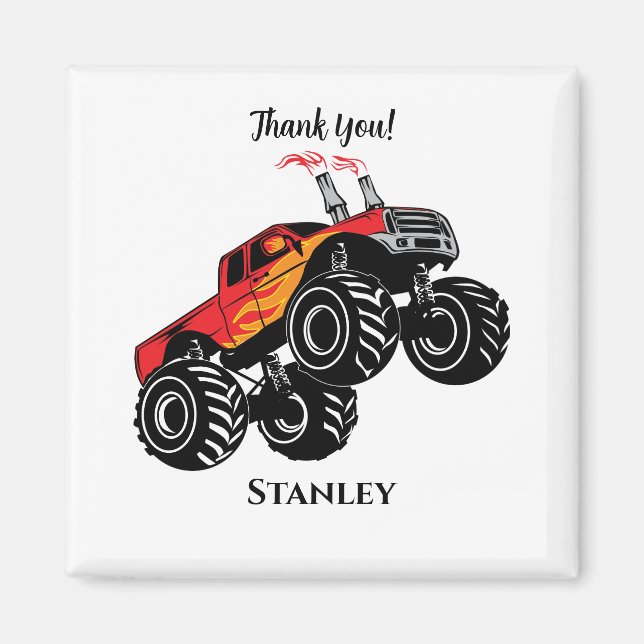 Niedlich Red Black Name Monster Truck Vielen Dank Magnet (Vorne)