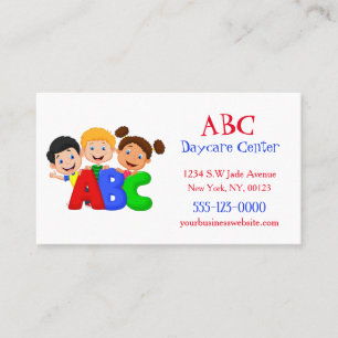 Niedlich Red Blue Green Chilcare Daycare Babysitte Visitenkarte