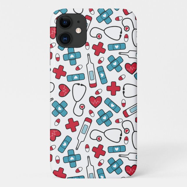Niedlich Red Blue Nurse Doctern Pattern Case-Mate iPhone Hülle (Rückseite)