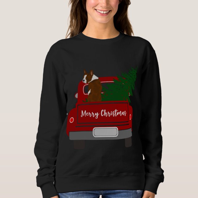 Niedlich Red Boston Terrier - Retro Weihnachten Sweatshirt (Vorderseite)