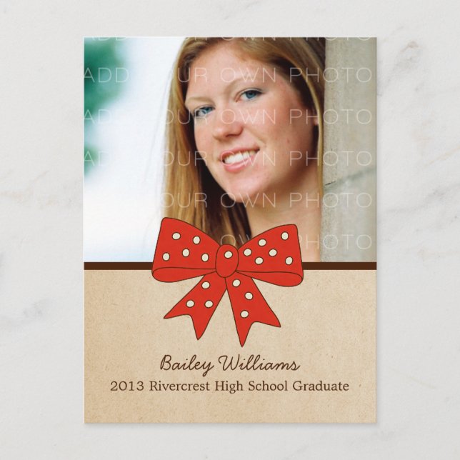 Niedlich Red Bow Abschluss Postkarte (Vorderseite)