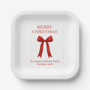 Niedlich Red Bow Frohe Weihnachten Pappteller