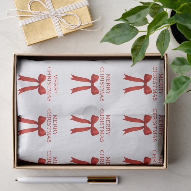Niedlich Red Bow Frohe Weihnachten Seidenpapier (Geschenk)