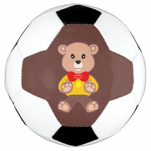 Niedlich Red Bowtie Beige Teddy Bear Brown Fußball
