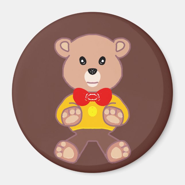 Niedlich Red Bowtie Beige Teddy Bear Brown Magnet (Vorne)