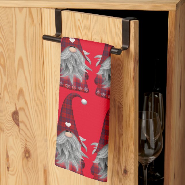 Niedlich Red Buffalo Karierter Weihnachtsgnome  Geschirrtuch (Drittel gefaltet)