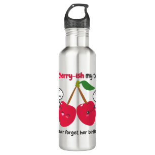Niedlich Red Cherry Kawaii Twins Birthday Edelstahlflasche