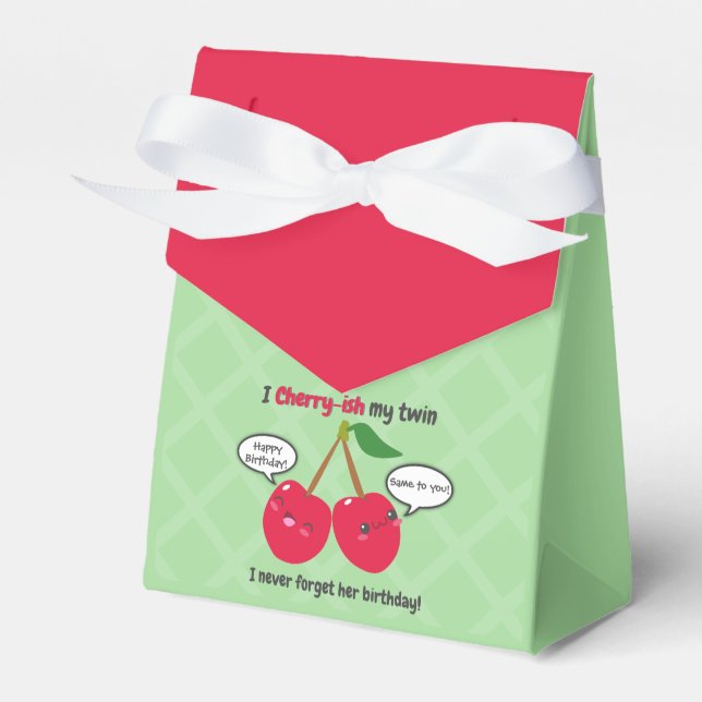 Niedlich Red Cherry Kawaii Twins Birthday Geschenkschachtel (Vorderseite)