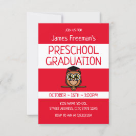 Niedlich Red Childrens Book Style Preschool Abschl Einladung