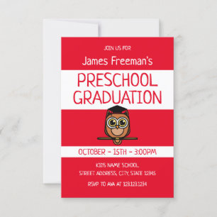 Niedlich Red Childrens Book Style Preschool Abschl Einladung