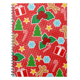 Niedlich Red Christmas Pattern Notebook Notizblock