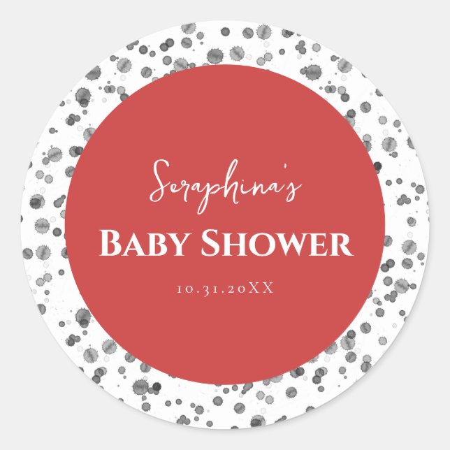 Niedlich Red Dalmatiner Baby Dusche Runder Aufkleber (Vorderseite)