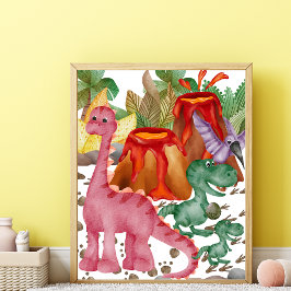 Niedlich Red Dinosaurier Kinderzimmer Poster