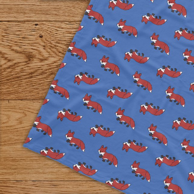 Niedlich Red Fox Muster Blue Kids Fleecedecke (Von Creator hochgeladen)