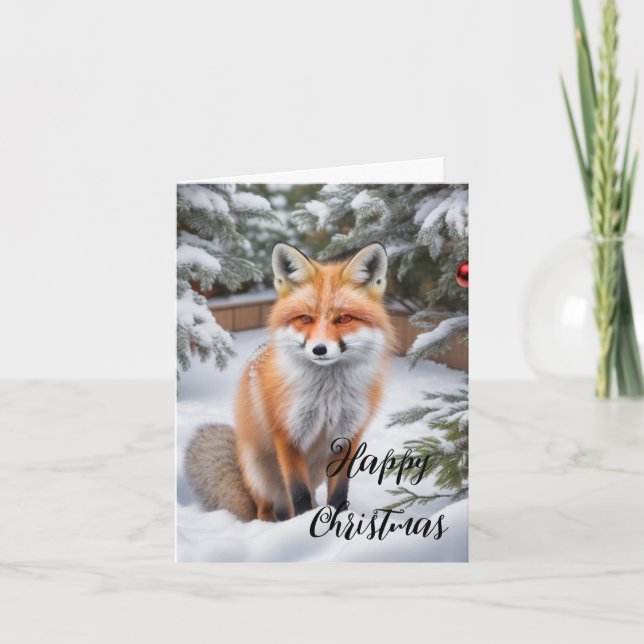 Niedlich Red Fox Weihnachtskarte Karte (Vorderseite)