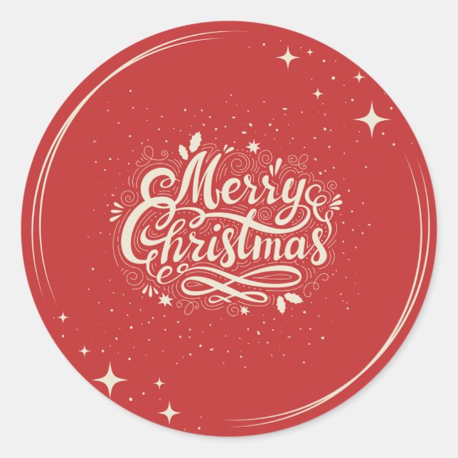 Niedlich Red Frohe Weihnachten Runder Aufkleber (Vorderseite)