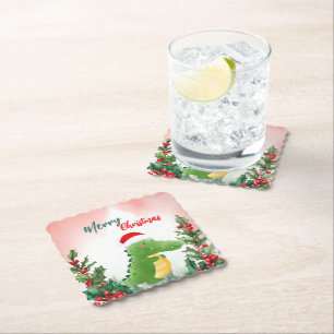 Niedlich Red Frohe Weihnachtsalligator Weihnachten Untersetzer