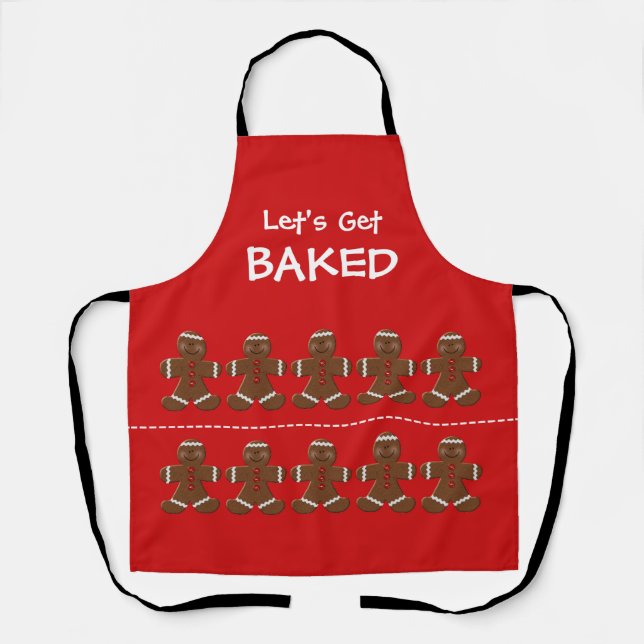 Niedlich Red Gingerbread Mann Weihnachten Lasst un Schürze (Vorderseite)