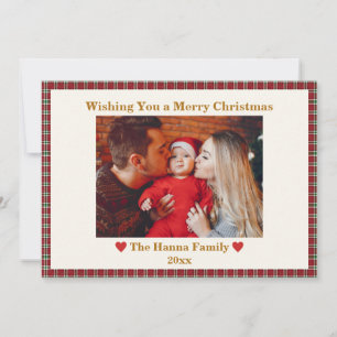 Niedlich Red Gingham Kariert Custom Foto Christmas Feiertagskarte